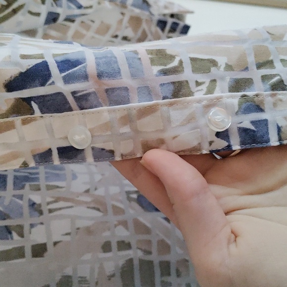 StudioWorks Abstract Floral Sheer Button-up Collared Shirt - Picture 4 of 9